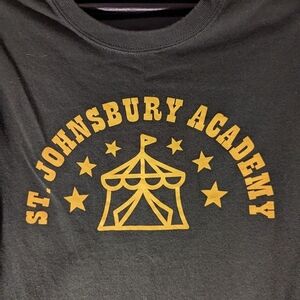 St. Johnsbury VT Academy T-shirt green yellow. Size S. Private high school in VT